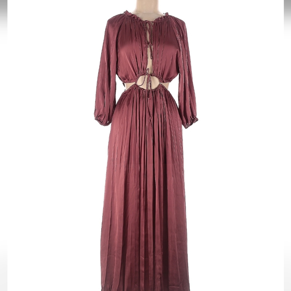 Zara * Satin Cut Out Maxi Dress - Picture 15 of 16